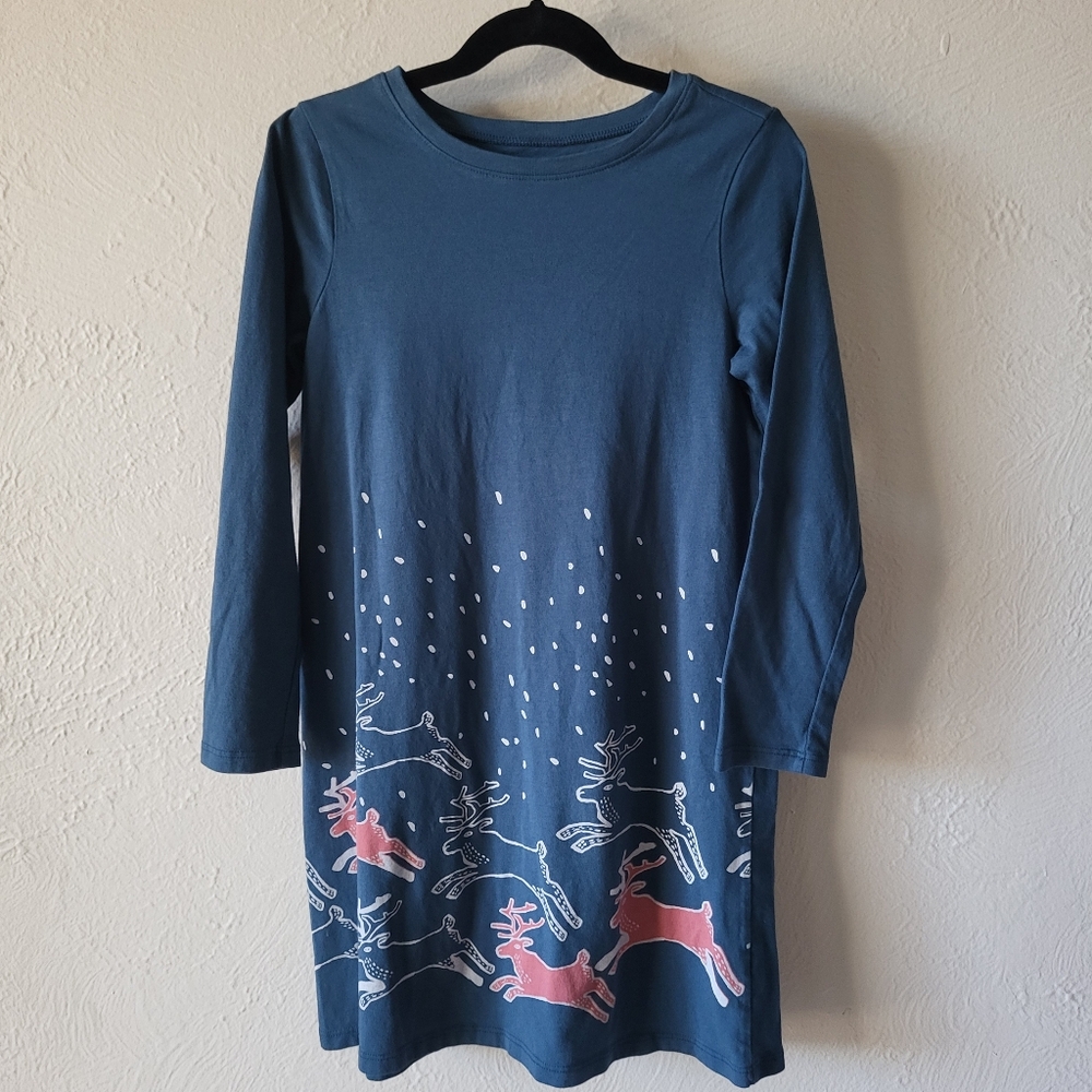 Tea Collection Reindeer Romp T-Shirt Dress Size 8
